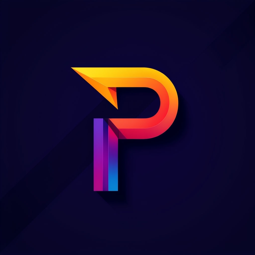 Dynamic Geometric Letter P Logo Design with Gradient Colors Monogram