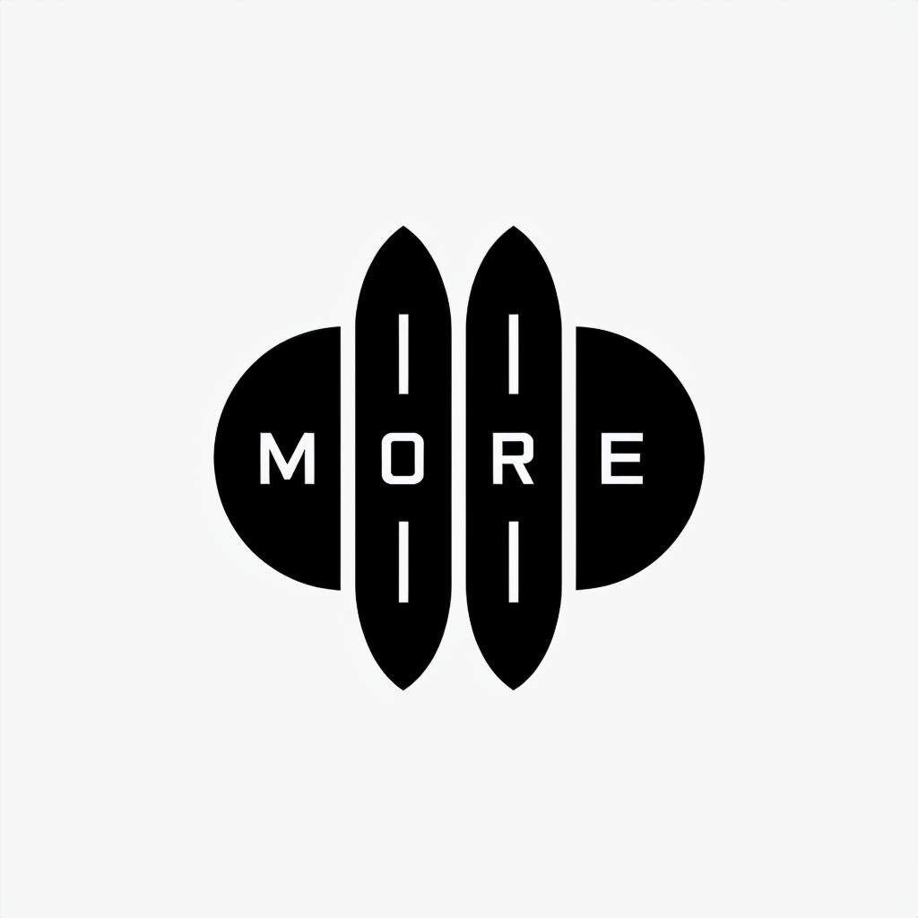 Modern Minimalist Geometric MORE Logo Design on White Background
