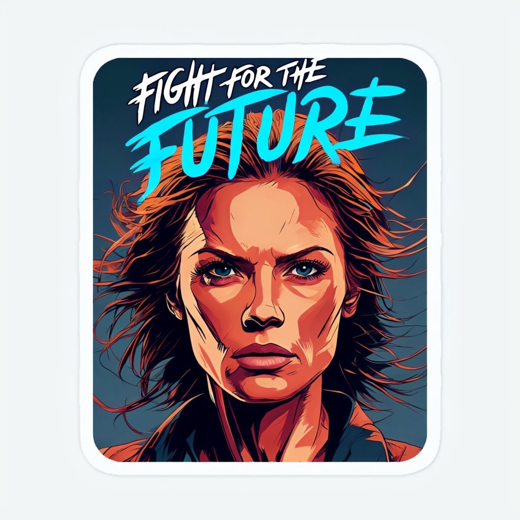 Empowering Sarah Connor Digital Art Sticker for Fight for the Future