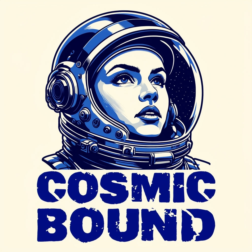 Astronaut in Classic Retro Style with Cosmic Bound T-Shirt