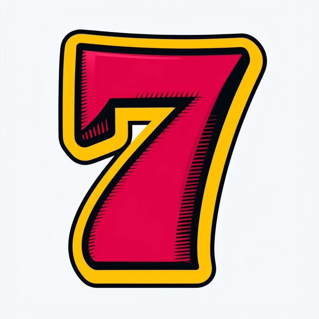 Vibrant Cartoon Number 7 Illustration on White Background Mug