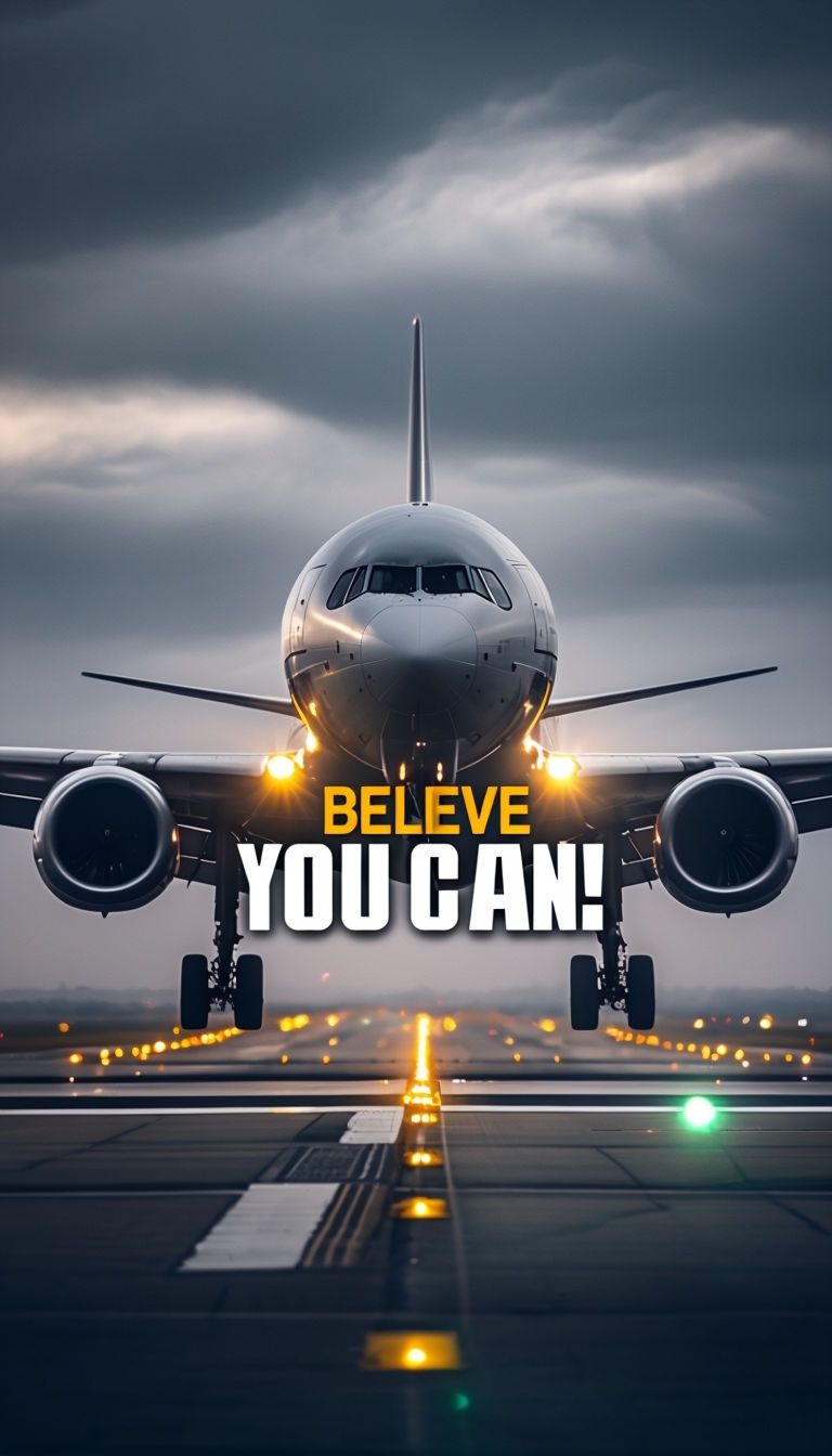 Inspiring Airliner Motivational Image with Empowering Message Mobile Wallpaper