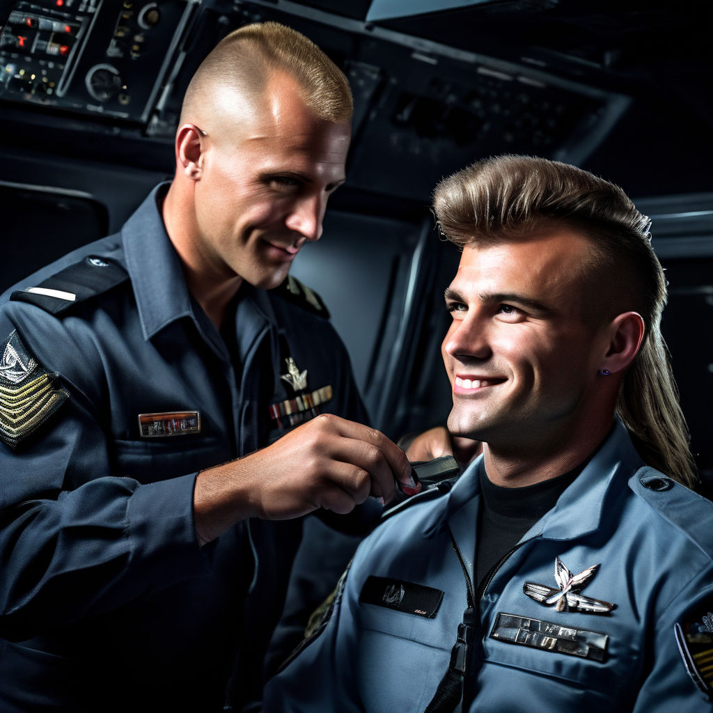 An airforce pilot has his mullet shaved off by the captain a... by John ...