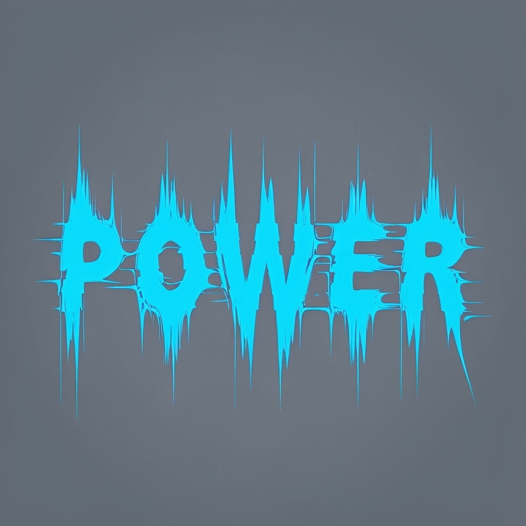 Electric Blue POWER Typography Design T-Shirt