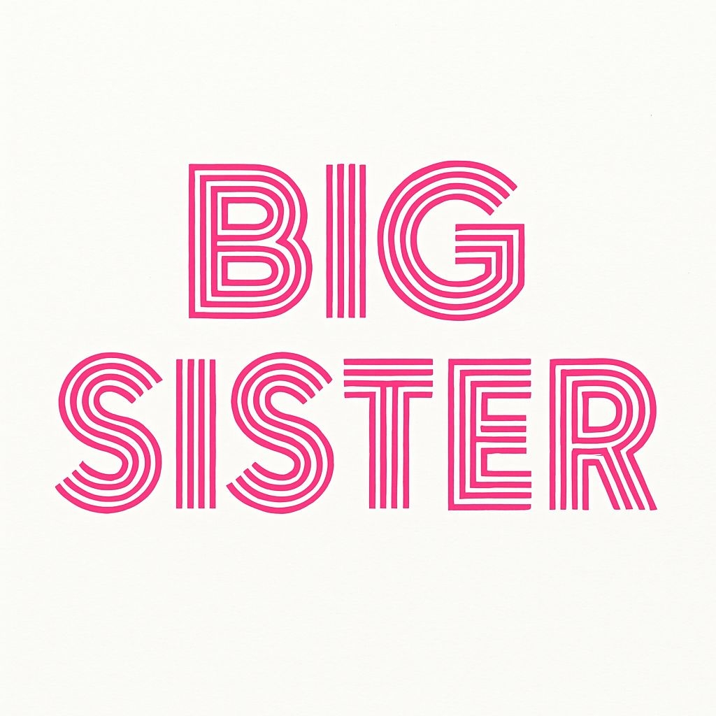 Bold Hot Pink 'BIG SISTER' Minimalist Design Mug