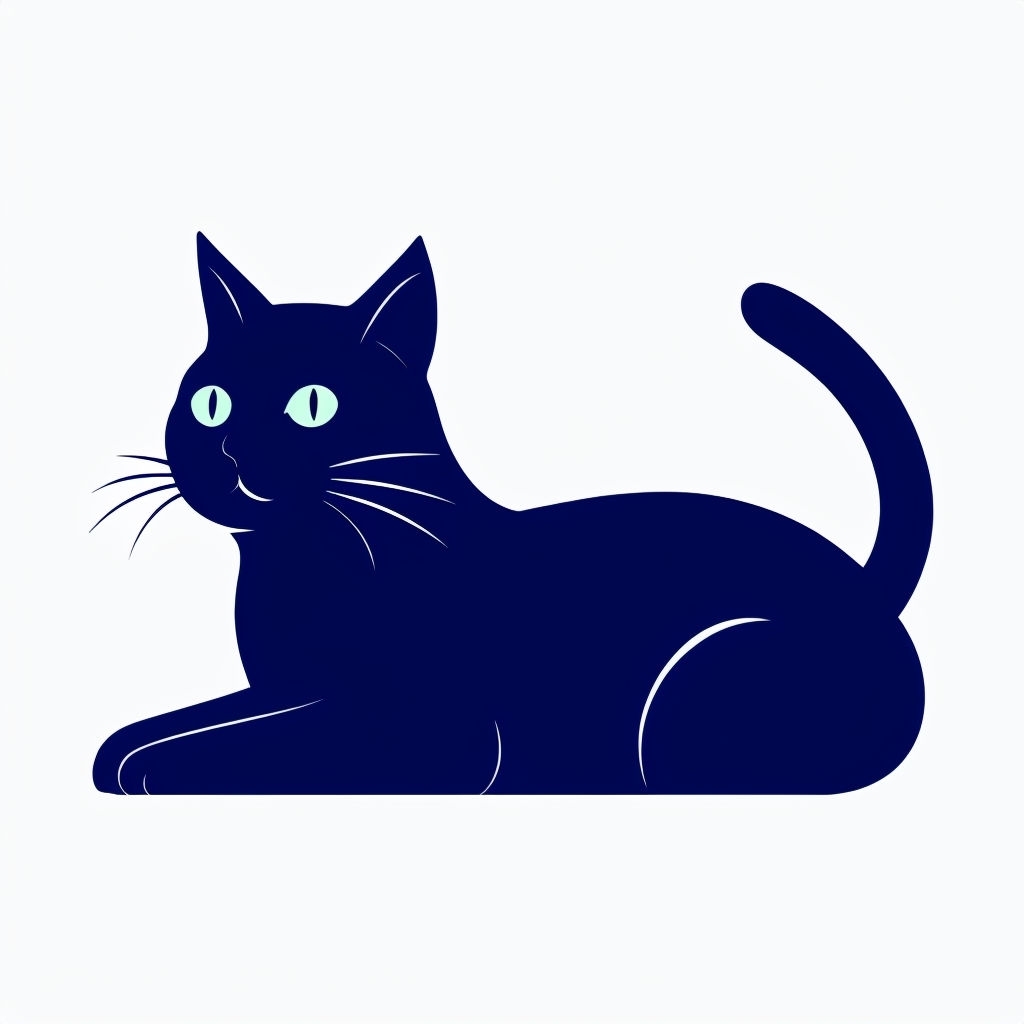 Navy Blue Minimalist Cat Illustration with Mint Green Eyes Mug