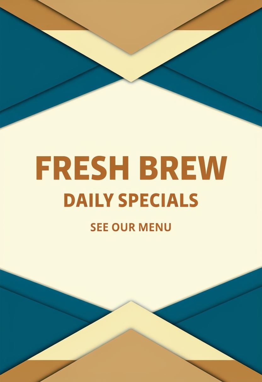 Modern Cream-Colored Cafe Event Sign Featuring Fresh Brew Specials Event Sign