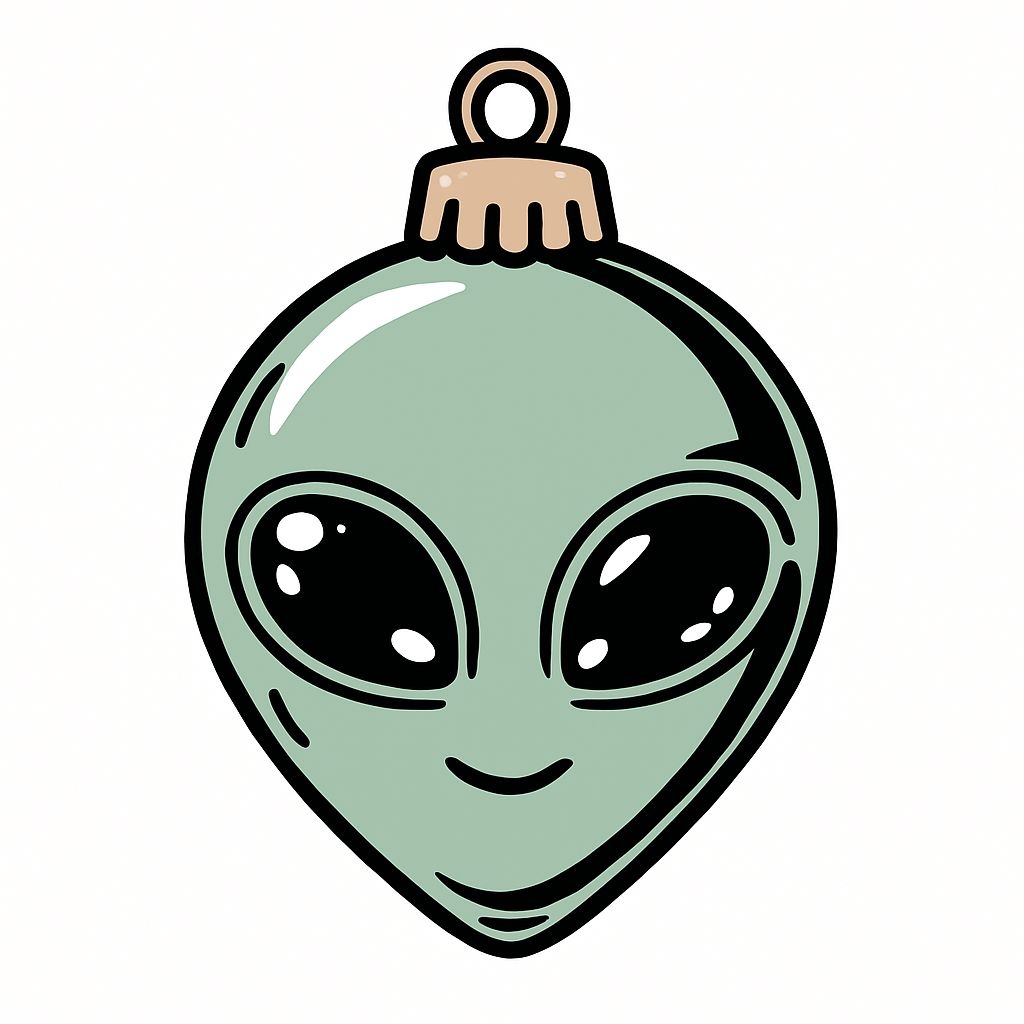 Alien Head Christmas Ornament Cartoon Sticker