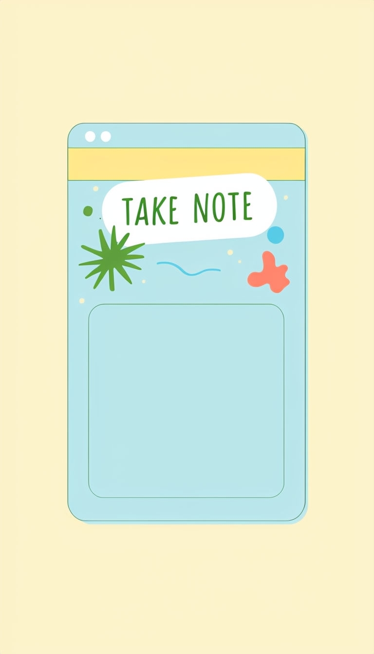 Playful Minimalist "Take Note" Notepad Illustration Social Media Post
