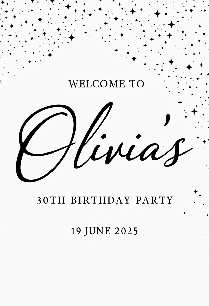 Elegant Minimalist 30th Birthday Party Signs