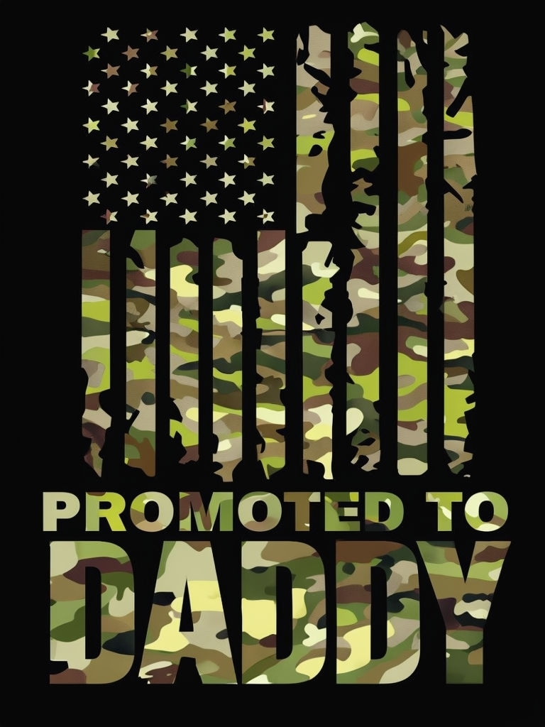 Camouflage American Flag Promoted to Daddy T-Shirt