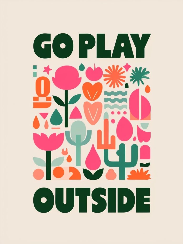 Go Play Outside Colorful Graphic Design Poster