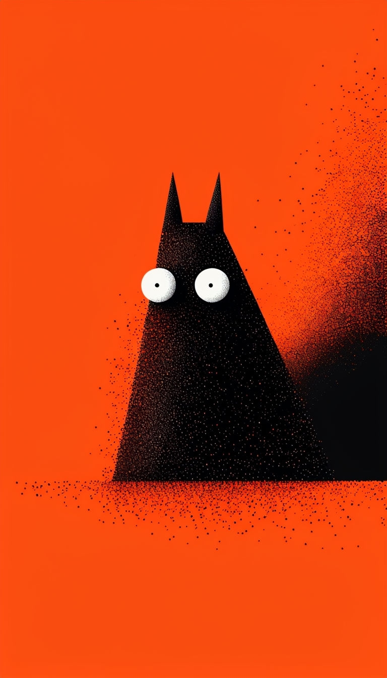 Curious Black Triangle Character on Orange Background Phone Case Cover