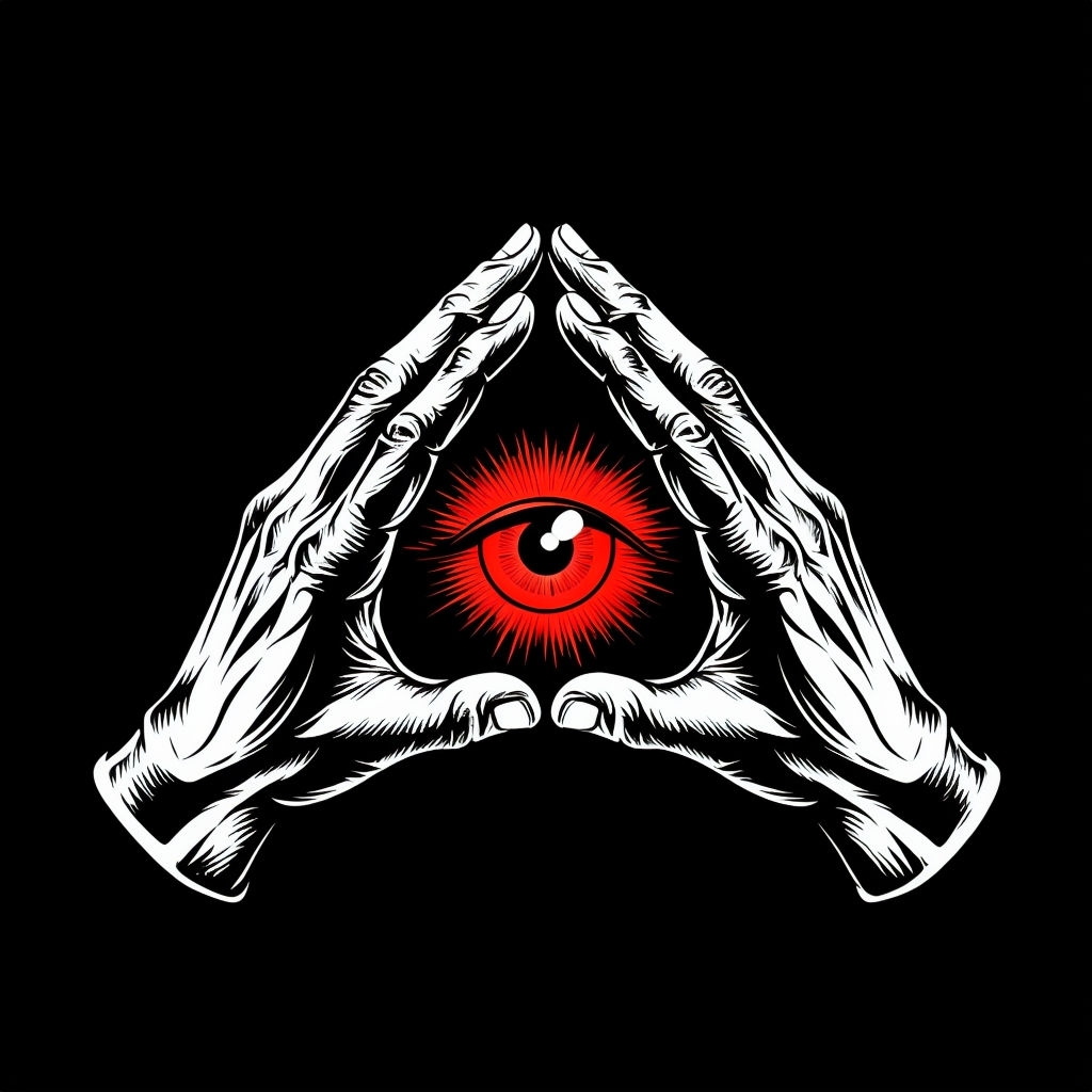 Mystical Hands and Eye Triangle Design T-Shirt