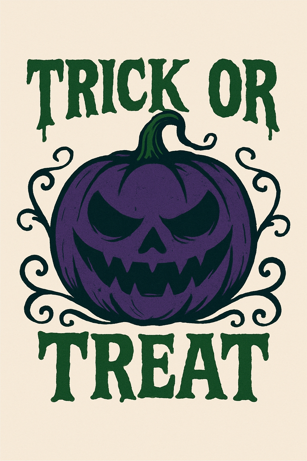 Vintage Dark Purple Pumpkin Trick or Treat T-Shirt