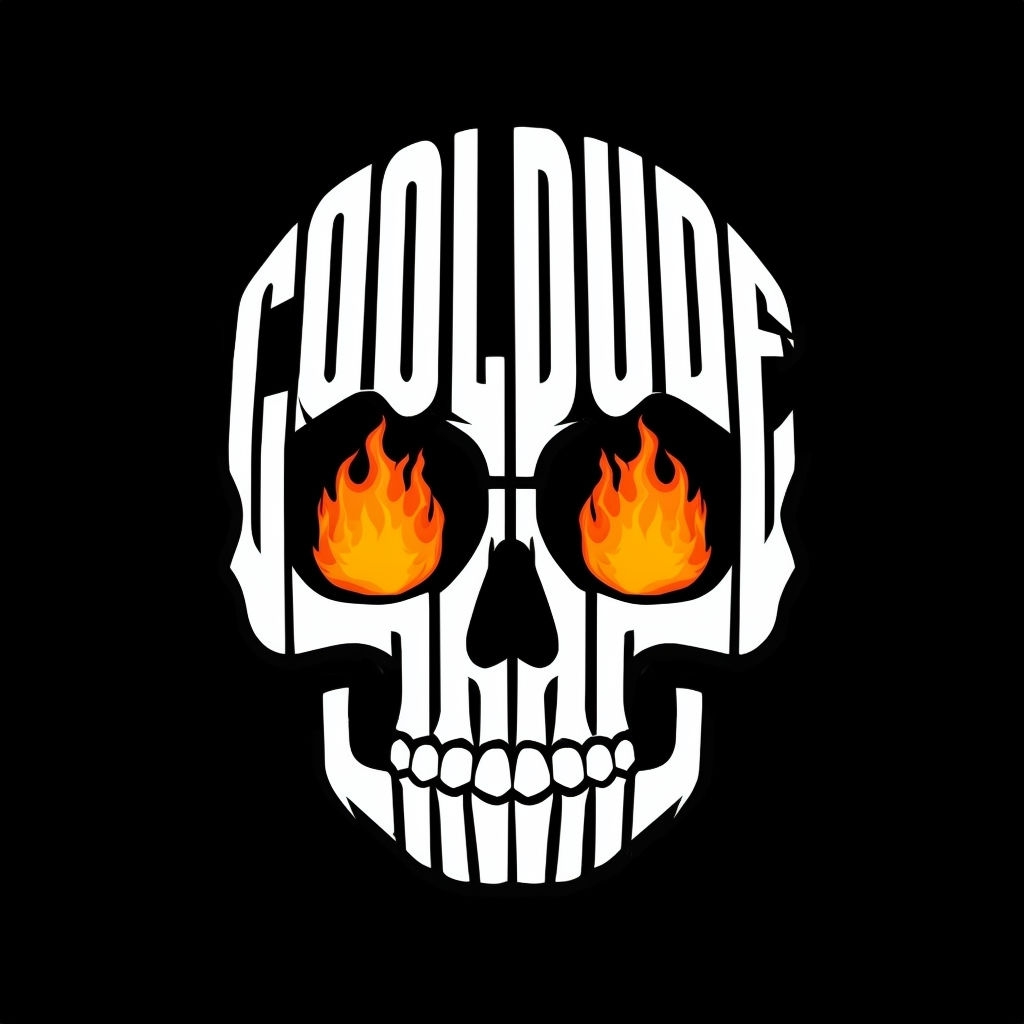 Bold Cool Dude Skull Typography T-Shirt
