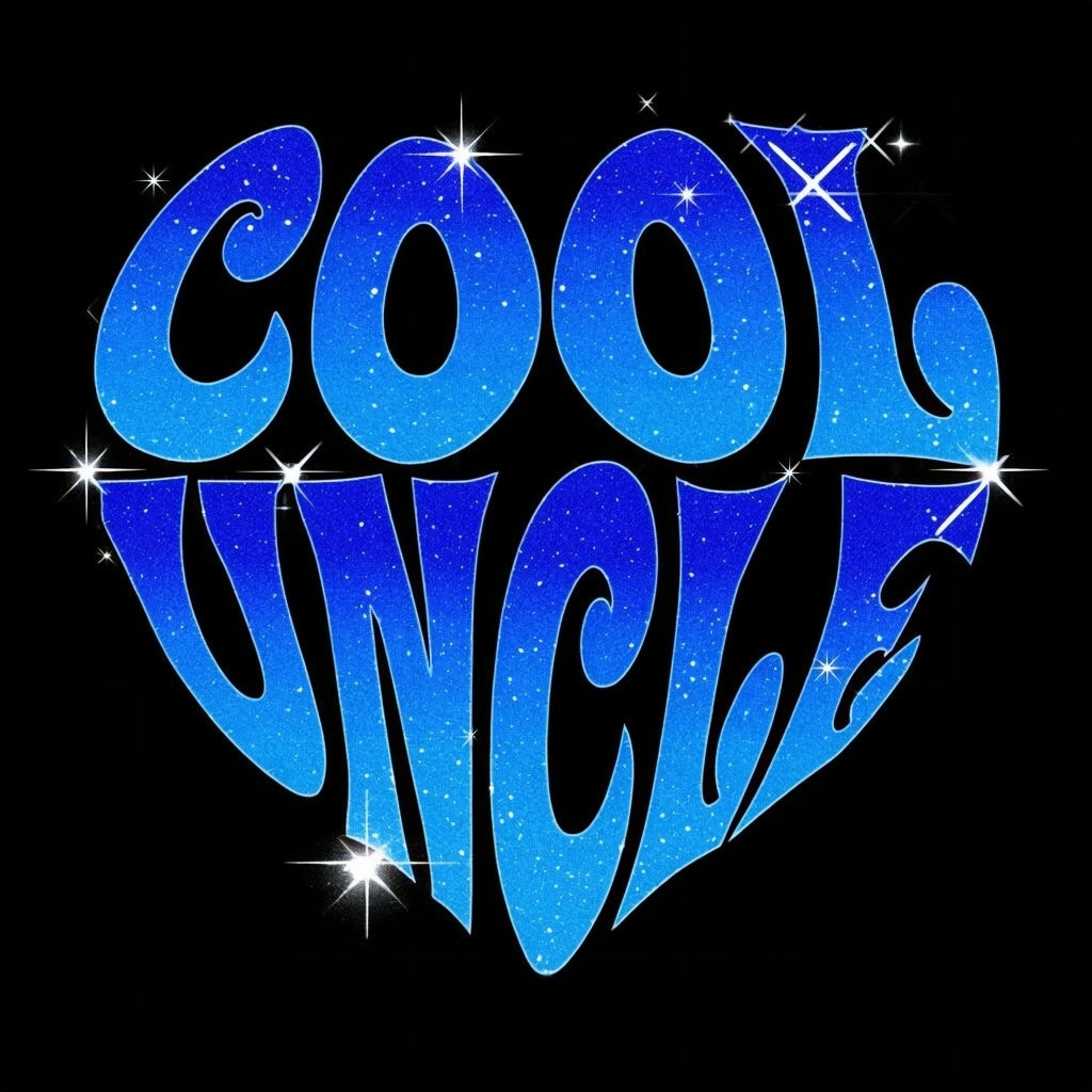 Cool Uncle Heart-Shaped Text with Shimmering Effect T-shirt