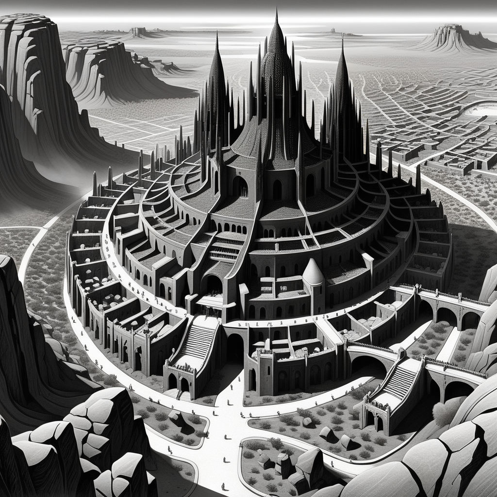 Map of a dogon city. concept art in the style of art nouveau... by ...