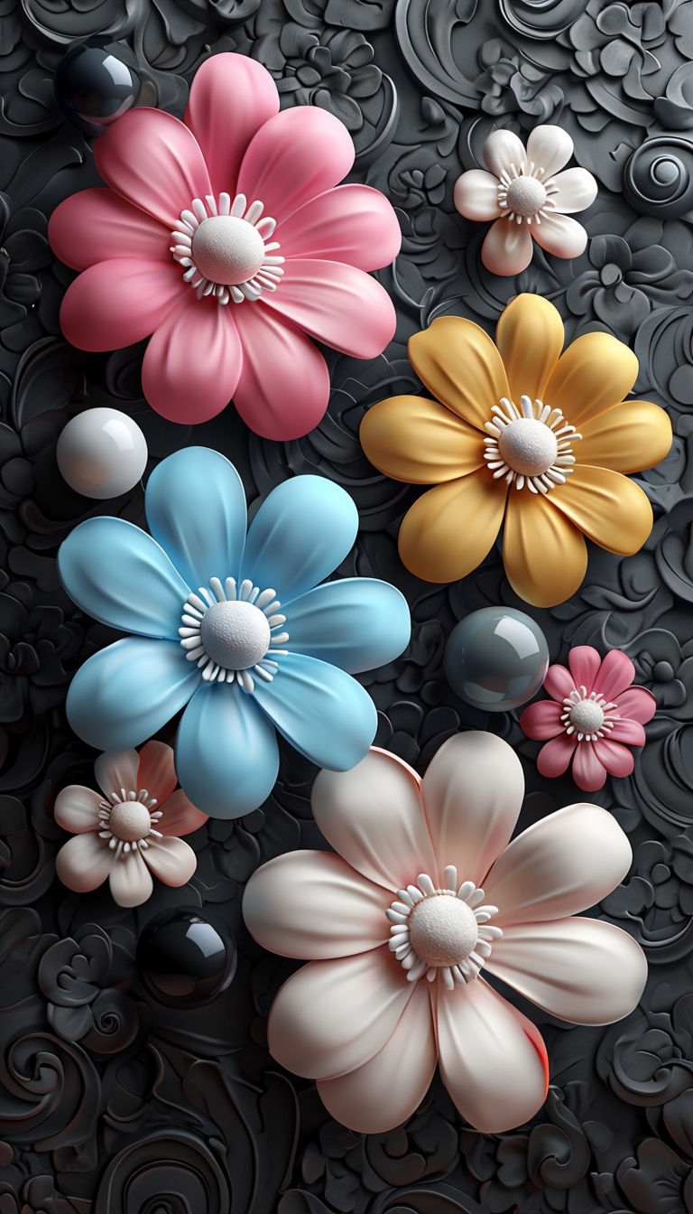 Vibrant 3D Floral Design with Colorful Flowers Phone Case Cover