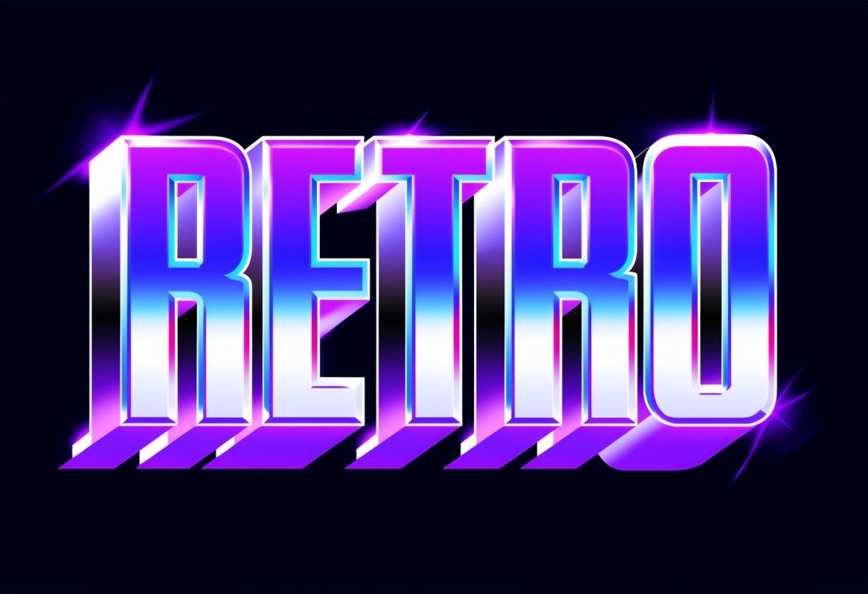 Retro Futuristic Neon 'RETRO' Text Design T-Shirt