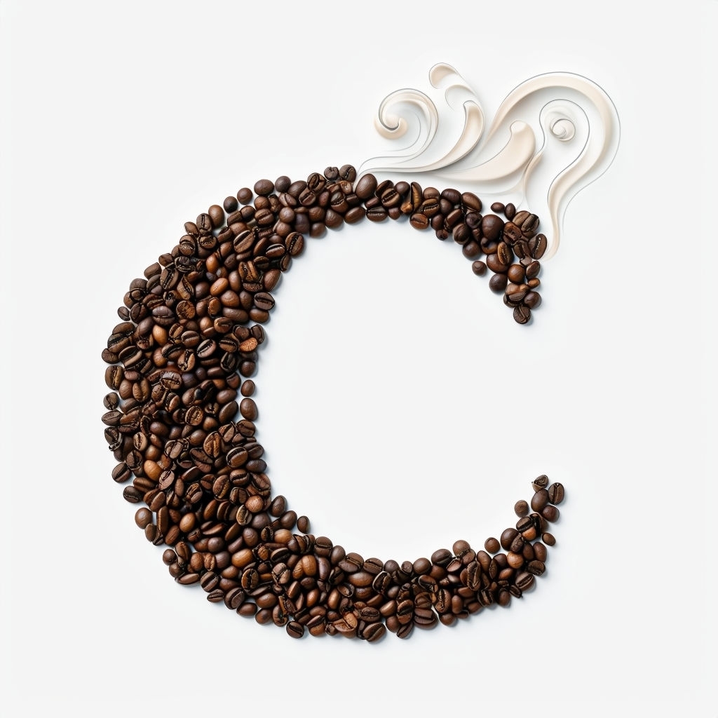 Coffee Bean Letter C Design with Steam Elements Monogram