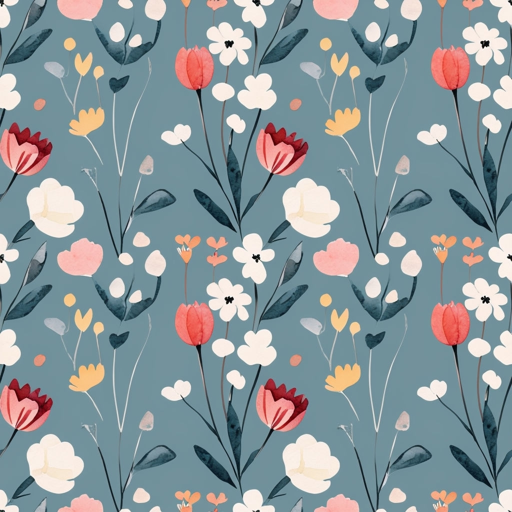 Whimsical Watercolor Floral Seamless Pattern for Fabric and Wallpaper