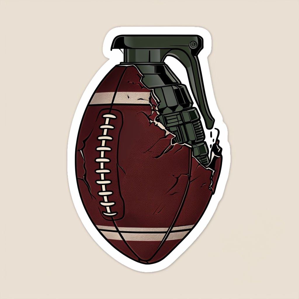 Creative Football Hand Grenade Fusion Sticker Design