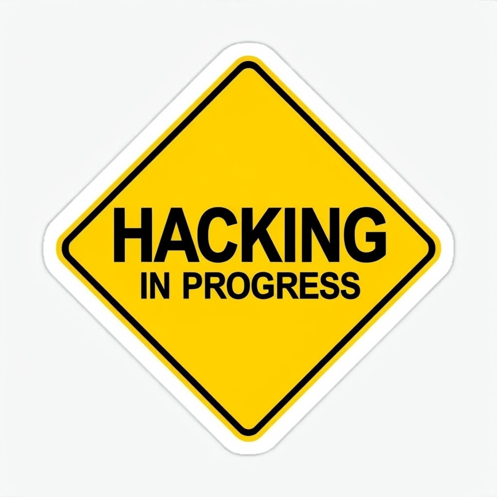 Bright Yellow Hacking In Progress Traffic Sign Sticker