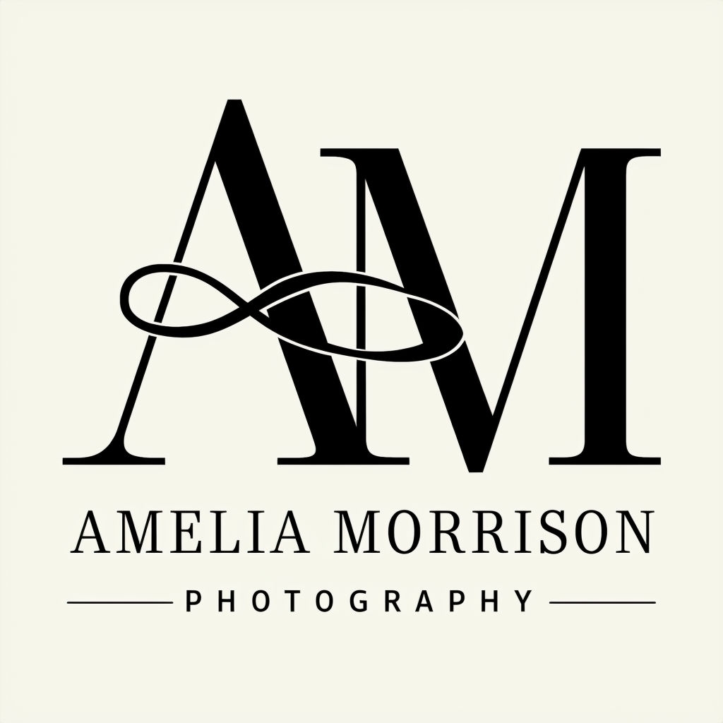 Elegant AM Logo Design with Name and Profession for Photography Logo