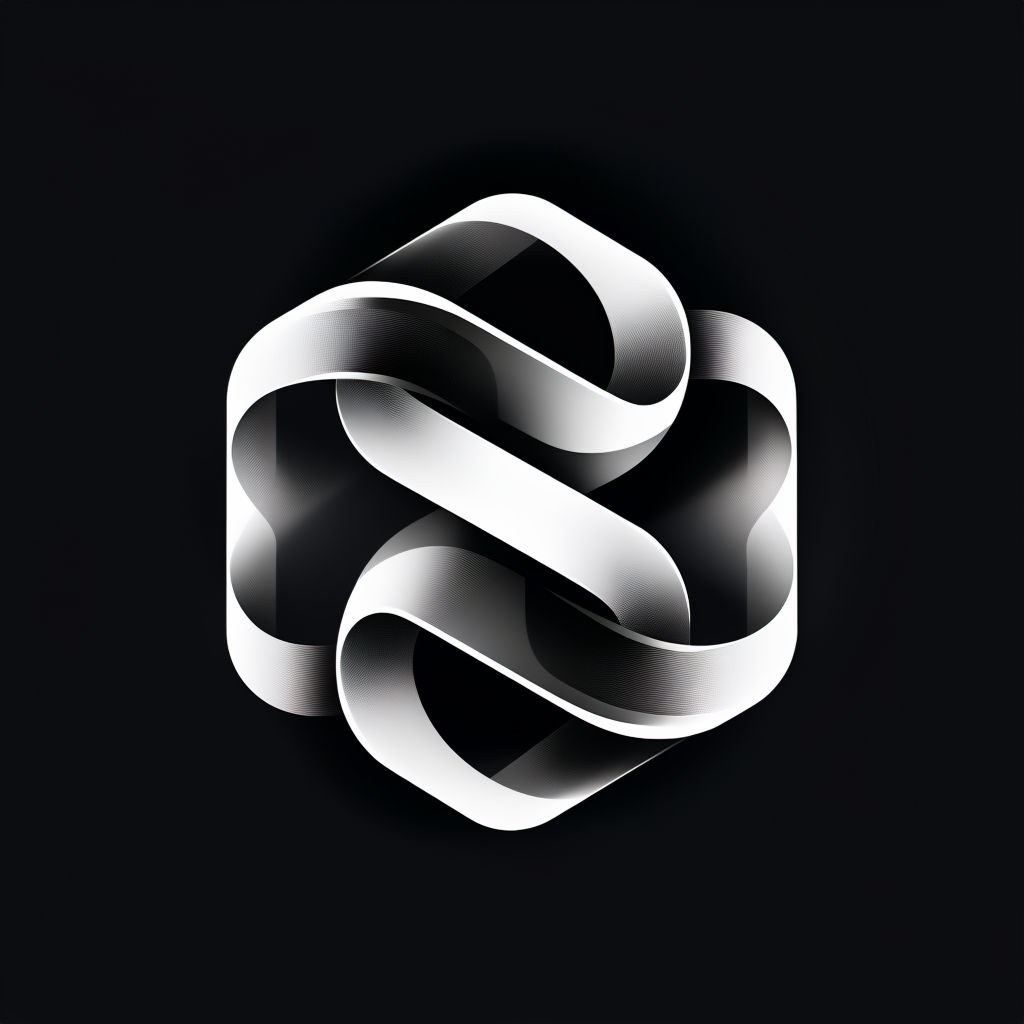 Monochromatic Geometric Logo Design with Intricate Ribbons Logo