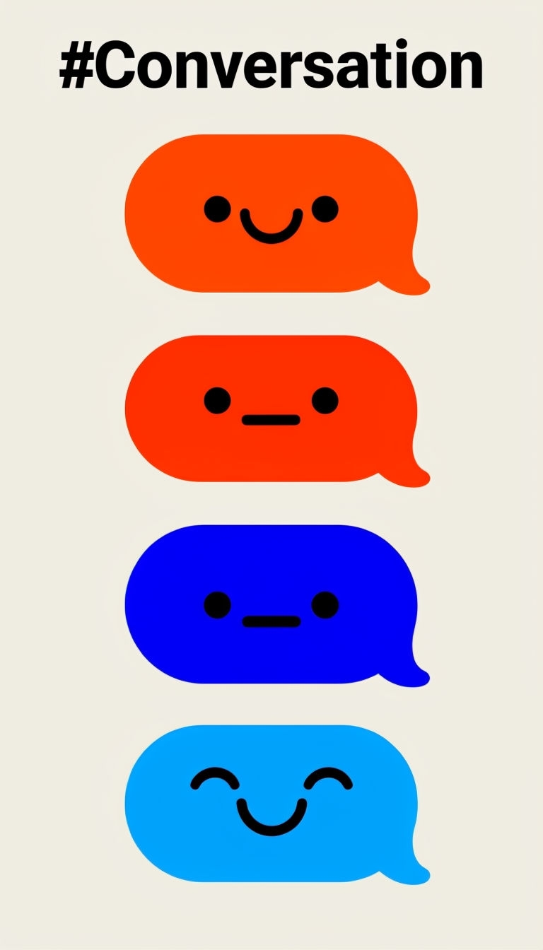 Playful Minimalist Speech Bubbles Conversation Art Poster