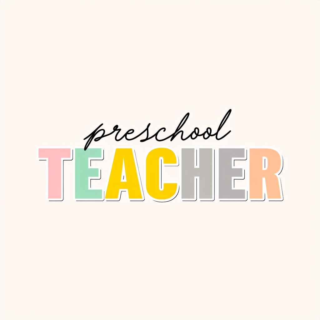 Colorful Preschool Teacher Minimalist T-Shirt