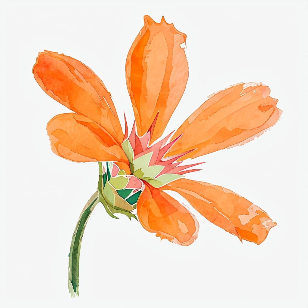 Vibrant Orange Flower Watercolor Art Design Mug
