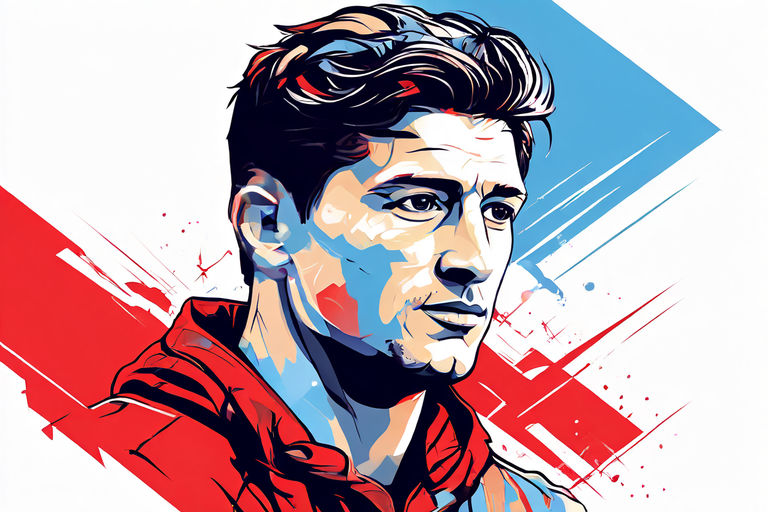 Line art drawing of Robert Lewandowski by Marko Markač - Playground