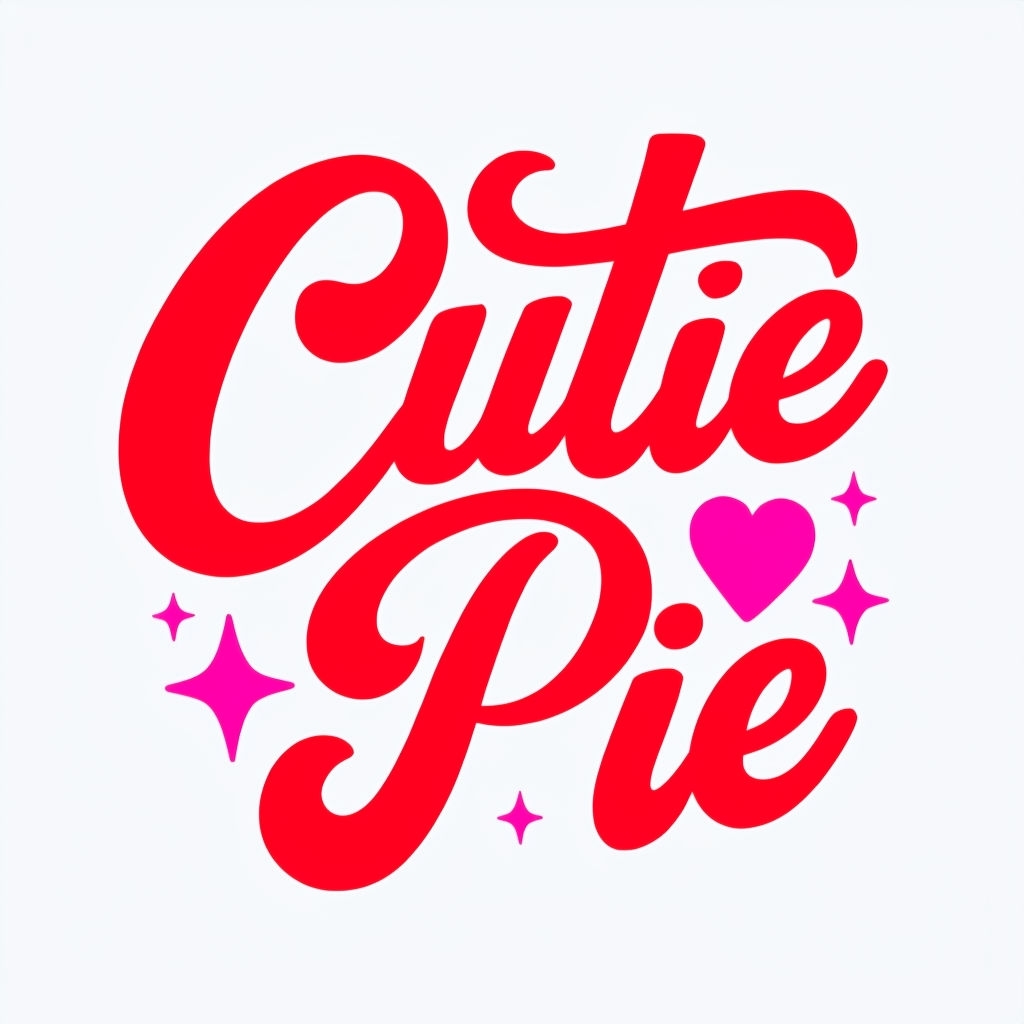 Vibrant Red 'Cutie Pie' Cursive Text with Pink Hearts Mug