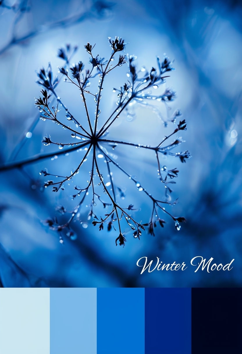 Delicate Winter Mood Plant Branch Macro Art Poster