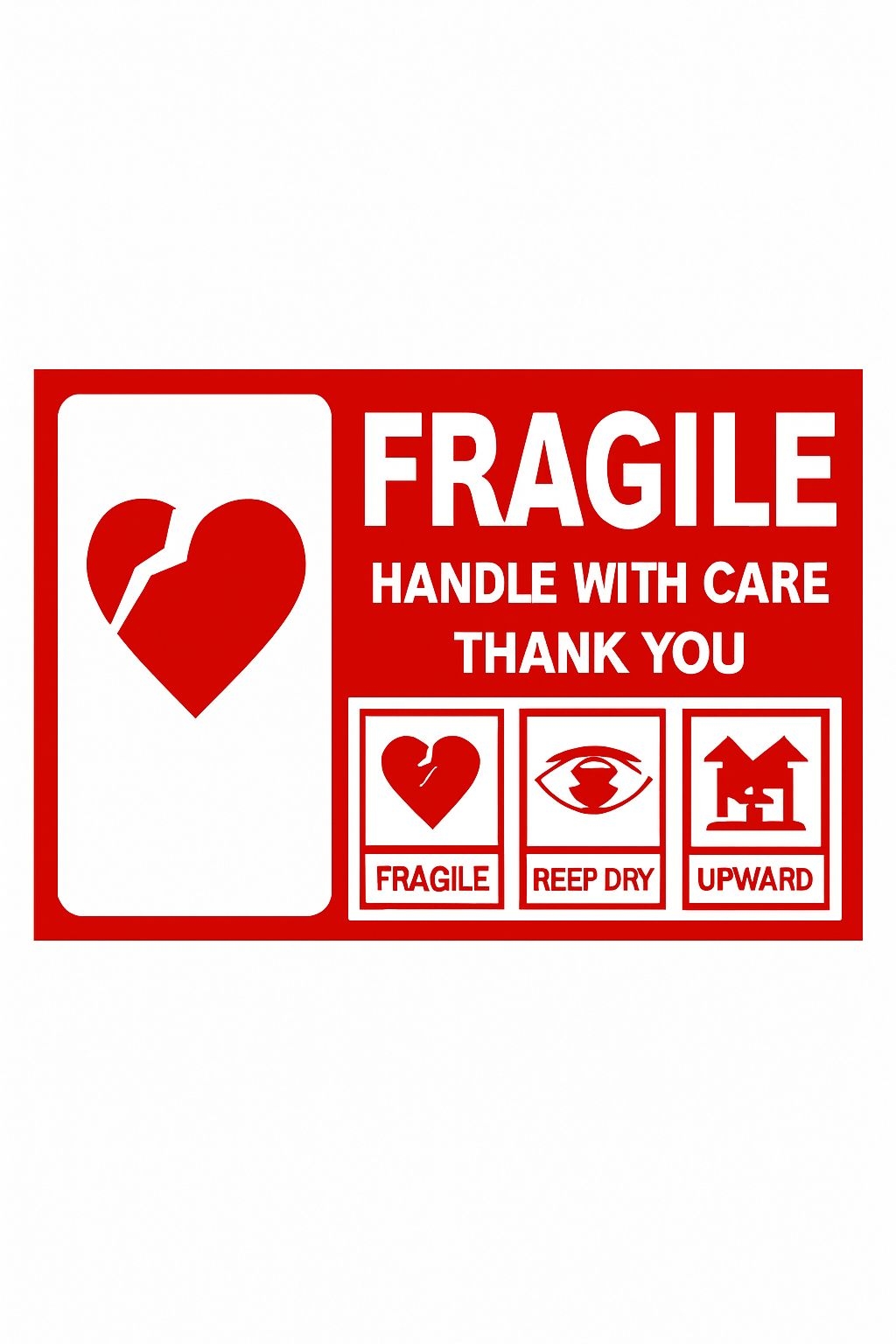 Red White Fragility Label with Heart Design T-Shirt