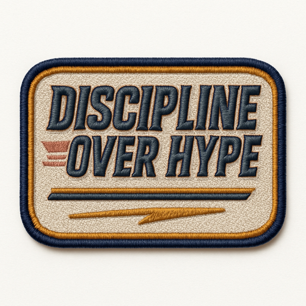 Motivational 'Discipline Over Hype' Embroidered Patch Design Hats