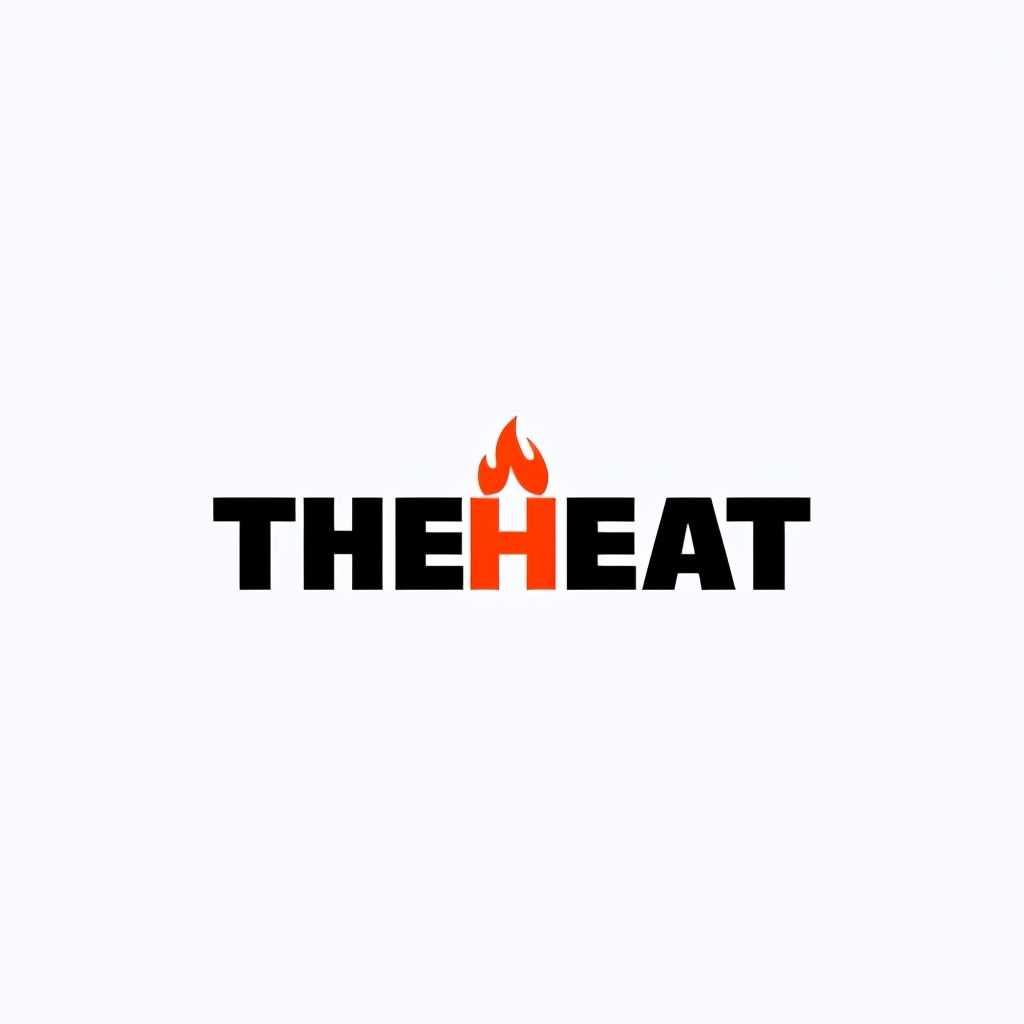 Modern Minimalist THEHEAT Logo with Flame Graphic