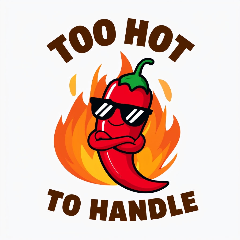 Cool Cartoon Red Chili Pepper with Flames Sticker