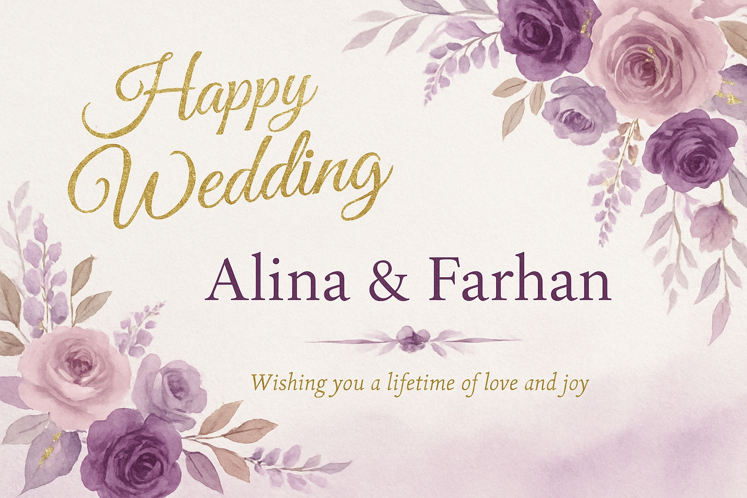 Elegant Watercolor Floral Wedding Card Design for Alina & Farhan Cards & Invites