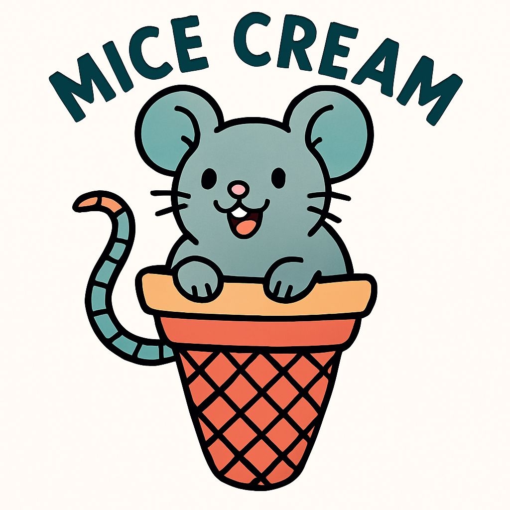 Cheerful Mouse in Orange Ice Cream Cone Illustration Sticker
