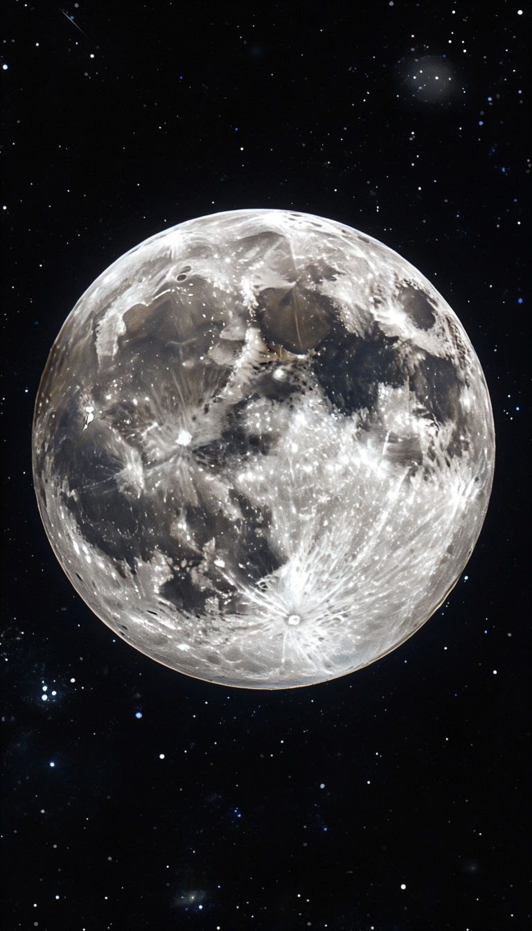 Detailed Moon and Starry Background Digital Art Poster