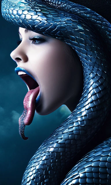 Young girl with a tongue like a snake by Rudolf - Playground