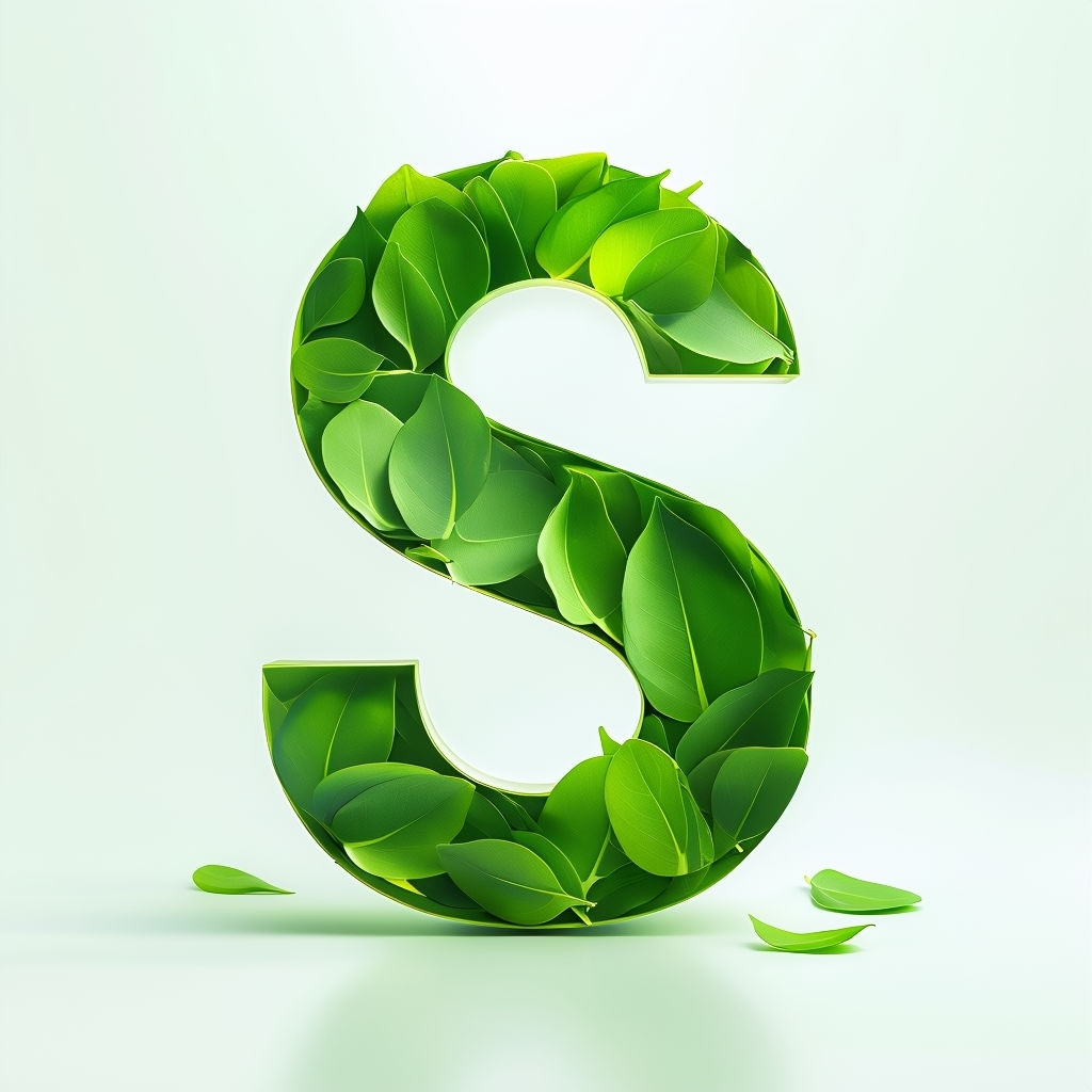 Elegant Green Leaf Monogram Logo Design of Letter S Monogram