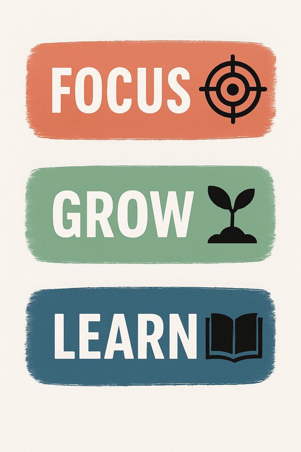 Minimalist Motivational Focus Grow Learn Inspirational Poster