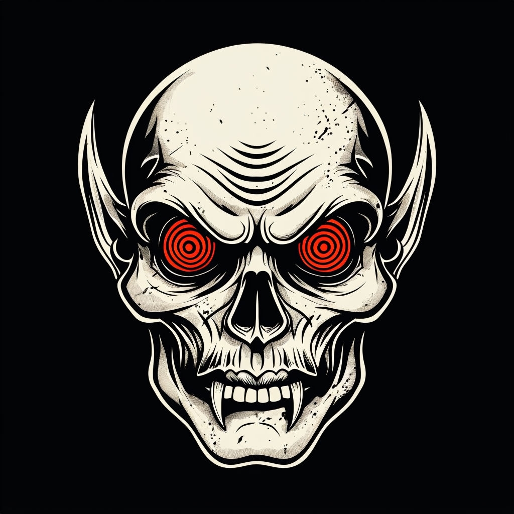 Sinister Demonic Face Graphic Illustration T-Shirt