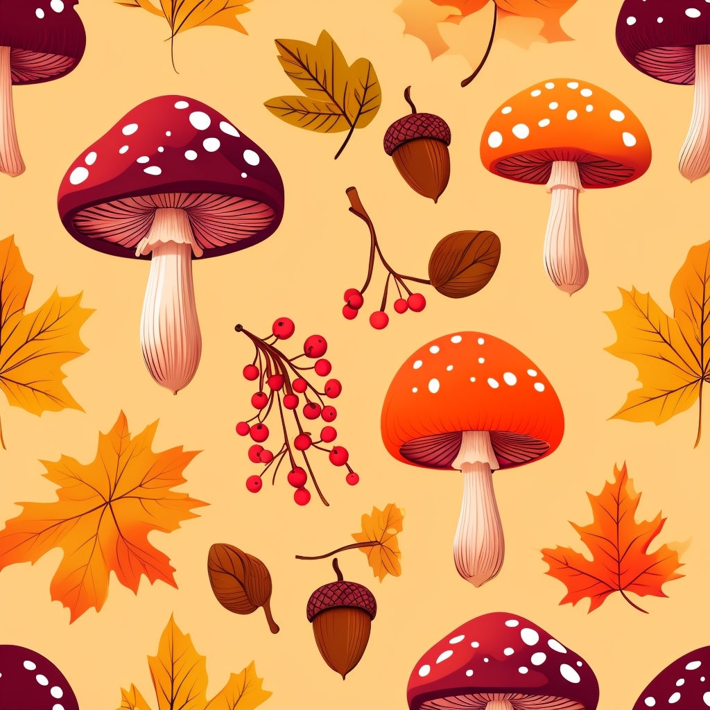 Whimsical Autumn Elements Seamless Pattern Design