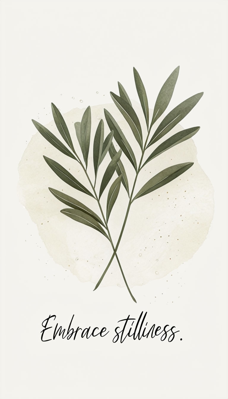 Serene Olive Branches Embrace Stillness Minimalist Artwork Mobile Wallpaper