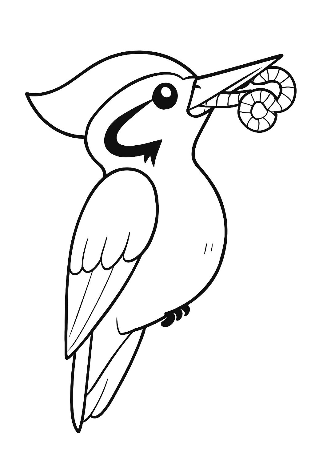 Stylized Kingfisher Line Drawing Art for Coloring Book Pages
